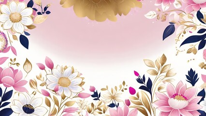 flower frame, background with pink flowers