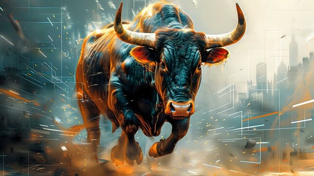 Polished and Modern Bull Illustration Resonating with a Promise of Progress