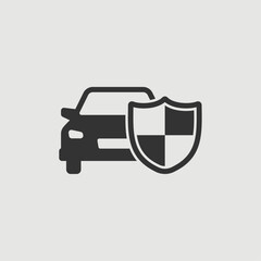 Obraz premium Vector Simple Isolated Car Protection Shield Icon