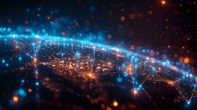 Cutting-Edge Technology: Abstract Digital Network on Global Sphere