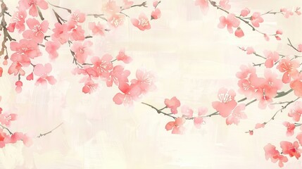 Fototapeta premium Delicate ivory and pink floral motifs on a vintage-inspired paper backdrop.