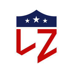 Obraz premium Patriotic LZ Logo Design. Letter LZ Patriotic American Logo Design for Political Campaign and any USA Event.
