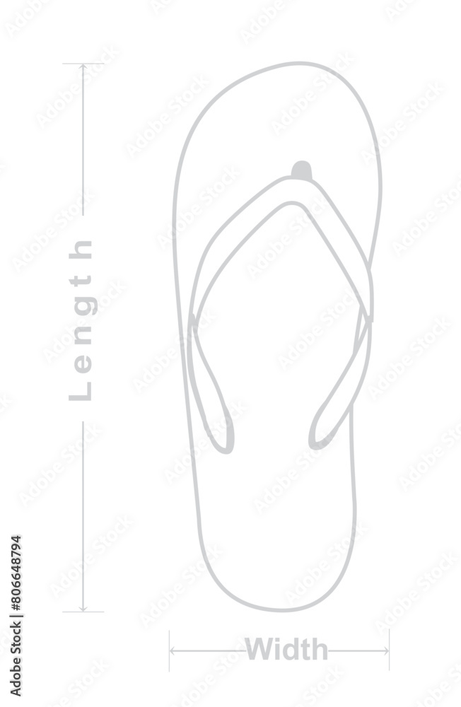 Wall mural Flip flop  dimensions icon. vector illustration