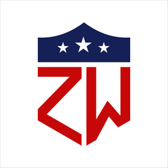 Patriotic ZW Logo Design. Letter ZW Patriotic American Logo Design for Political Campaign and any USA Event.