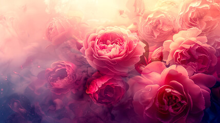A beautiful pink flower bouquet with a pink background