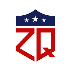 Patriotic ZQ Logo Design. Letter ZQ Patriotic American Logo Design for Political Campaign and any USA Event.