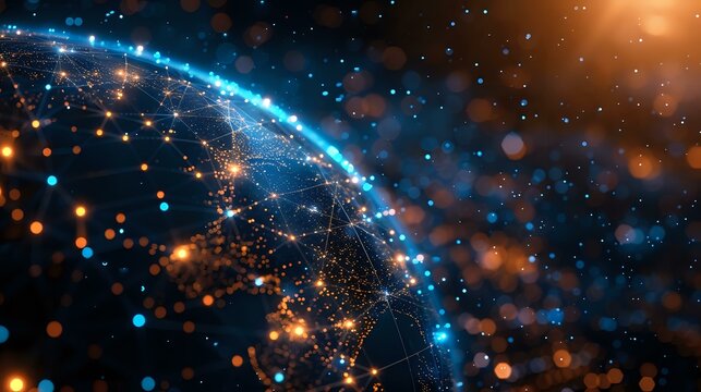 Digital Data Flow: Futuristic Globe with Illuminated Connections