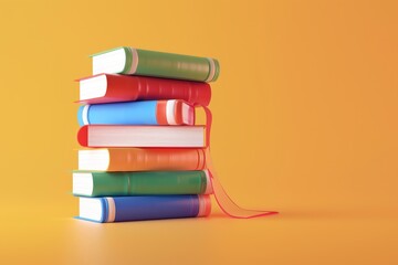 3d illustration of stack of books knowledge concept