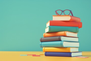 3d illustration of stack of books knowledge concept