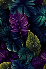 Dark pattern with exotic leaves 