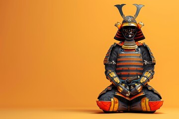 3d illustration of japanese samurai armor on background