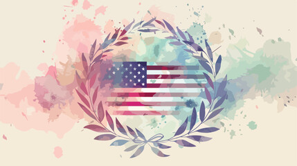 United states flag inside of circle of olive branches