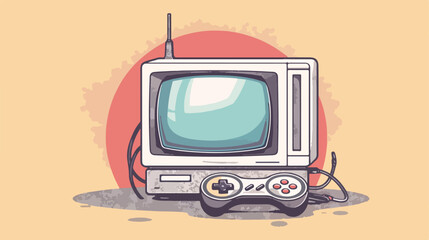 Video game console handle and tv ninetys icon Vector