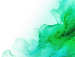 Green background abstract water ink wave, watercolor texture blue and white ocean wave web, mobile graphic resource for copy space text 