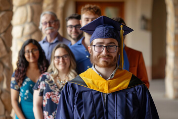 Obraz premium group of students in graduation cap