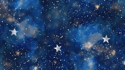 A galaxy print backdrop featuring a starry design in blue and silver tones.