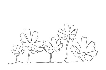 flowers plants garden nature one line art design vector