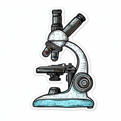Microscope,  bright sticker on a white background