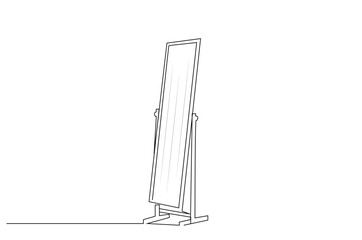 home decoration middle standing mirror object one line art design vector
