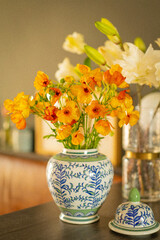 vase with yellow flowers