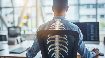 Office ergonomics for lumbar pain management with stretching exercises and pain relief tips