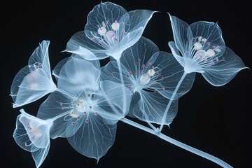 Artistic interpretation of a Hoya flower in Xray, showcasing the beauty of its floral anatomy as fine art