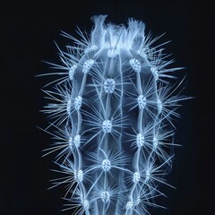 Artistic Xray view of a beloved cactus, highlighting its intricate framework as a fine art piece