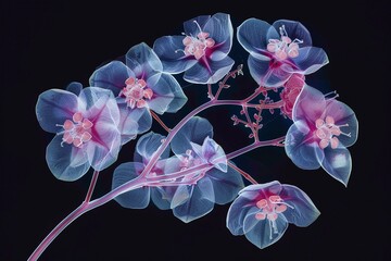 Hoya captured in Xray, transformed into a fine art masterpiece showcasing its dense, floral structure