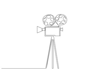 old retro camera record object one line art design vector