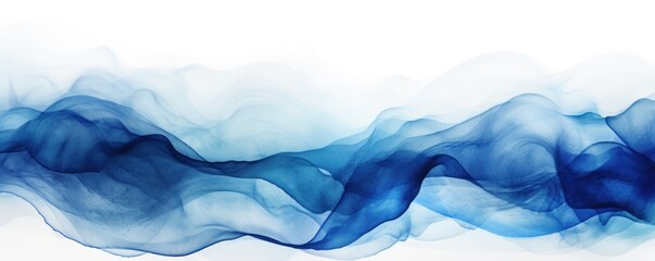 Indigo background abstract water ink wave, watercolor texture blue and white ocean wave web, mobile graphic resource for copy space text 
