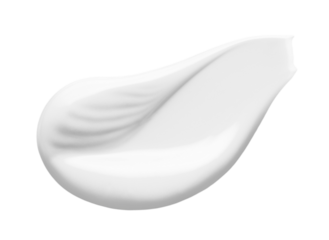 White cosmetic cream texture. Lotion swatch isolated on transparent background. Beauty skincare product. BB cream smear.