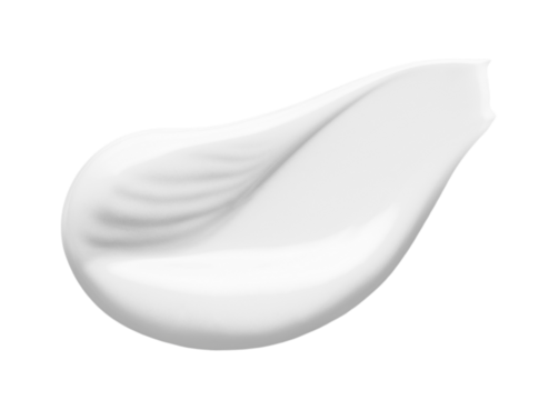 White cosmetic cream texture. Lotion swatch isolated on transparent background. Beauty skincare product. BB cream smear.