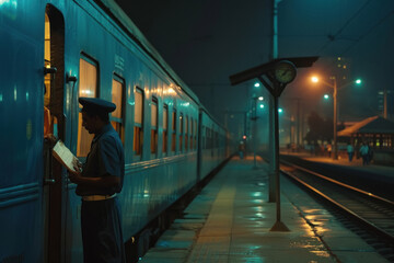 indian train ticket checker checking tickets from passenger