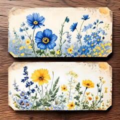 Vintage-style paper with wildflowers on it, tag -Generative AI
