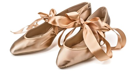 Elegant ballet pointe shoes tied with silky ribbons. Dancewear for classical dance. Perfect for ballerinas and dance studios. Style and grace in dance attire. AI