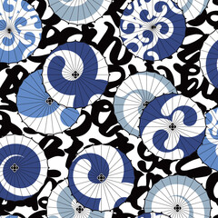 Japanese traditional umbrella seamless pattern,