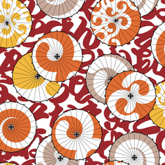 Japanese traditional umbrella seamless pattern,