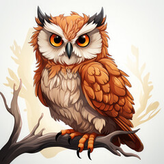 Watercolor Sage owl, clipart Illustration, Generative Ai