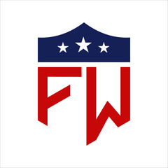 Patriotic FW Logo Design. Letter FW Patriotic American Logo Design for Political Campaign and any USA Event.