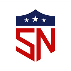 Patriotic SN Logo Design. Letter SN Patriotic American Logo Design for Political Campaign and any USA Event.