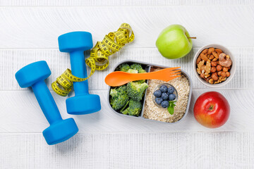 Healthy food and fitness items