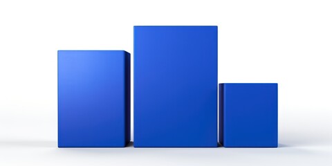 Indigo tall product box copy space is isolated against a white background for ad advertising sale alert or news blank copyspace for design text photo website 