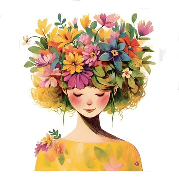 Woman with Colorful Flower Crown