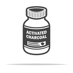 Activated charcoal bottle icon transparent vector isolated