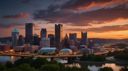 Fototapeta premium Default Dawn over a canal in spring