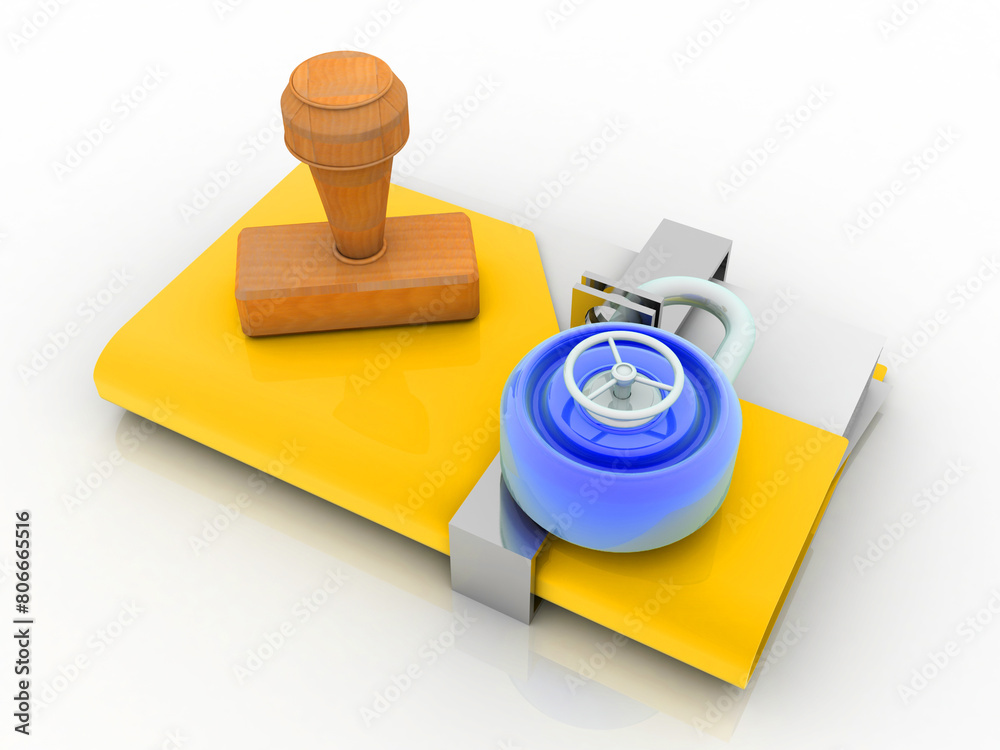 Poster 3d rendering folder protected lock