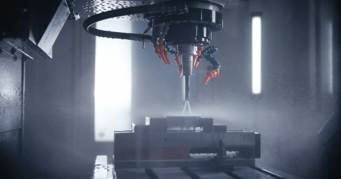 CNC milling machine precisely milling component parts
