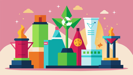 The glimmering trophies awarded at the Sustainable Fashion Awards were created from repurposed materials staying true to the theme of the event.. Vector illustration