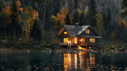 Fototapeta premium house on the river