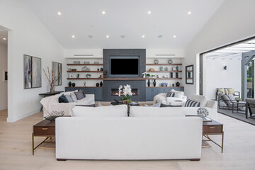 Spacious modern living room in a modern new construction home in Los Angeles